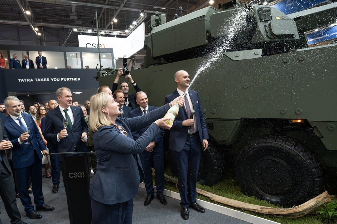 Picture: Defense Minister Jana Černochová christens the new Pandur 8x8 EVO armored vehicle | DEFENSE MAGAZINE