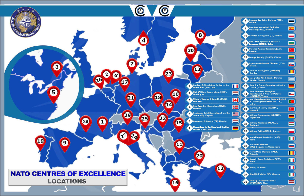 Picture: Map showing the location of the NATO Centre of Excellence | act.nato.int